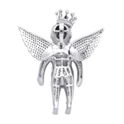 Iced Out Crowned Angel Pendant With Diamonds 10K Yellow Gold 1.5ct -Its Hot Jewelry Shop iced out crowned angel pendant with diamonds in 10k gold 164ct backwh