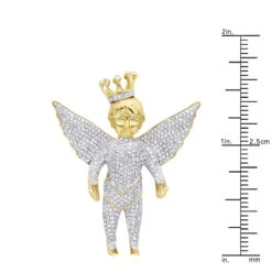 Iced Out Crowned Angel Pendant With Diamonds 10K Yellow Gold 1.5ct -Its Hot Jewelry Shop iced out crowned angel pendant with diamonds in 10k gold 164ct rulerye