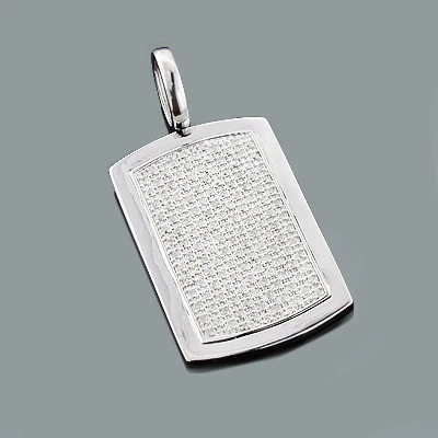 Iced Out Diamond Dog Tag Pendant 1.99ct Sterling Silver 3 Iced Out Diamond Dog Tag Pendant 1.99ct Sterling Silver