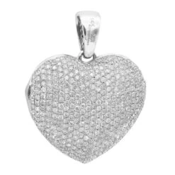 Iced Out Ladies Big Pave Diamond Heart Locket Pendant W Picture 14K Yellow Gold -Its Hot Jewelry Shop iced out ladies big pave diamond heart locket pendant w picture solid 14k gold 100495 back white