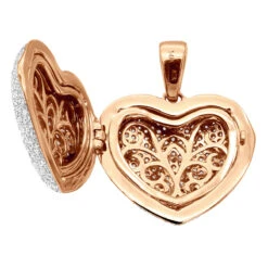 Iced Out Ladies Big Pave Diamond Heart Locket Pendant W Picture 14K Yellow Gold -Its Hot Jewelry Shop iced out ladies big pave diamond heart locket pendant w picture solid 14k gold 100495 box rose