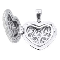Iced Out Ladies Big Pave Diamond Heart Locket Pendant W Picture 14K Yellow Gold -Its Hot Jewelry Shop iced out ladies big pave diamond heart locket pendant w picture solid 14k gold 100495 box white