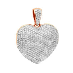 Iced Out Ladies Big Pave Diamond Heart Locket Pendant W Picture 14K Yellow Gold -Its Hot Jewelry Shop iced out ladies big pave diamond heart locket pendant w picture solid 14k gold 100495 rose
