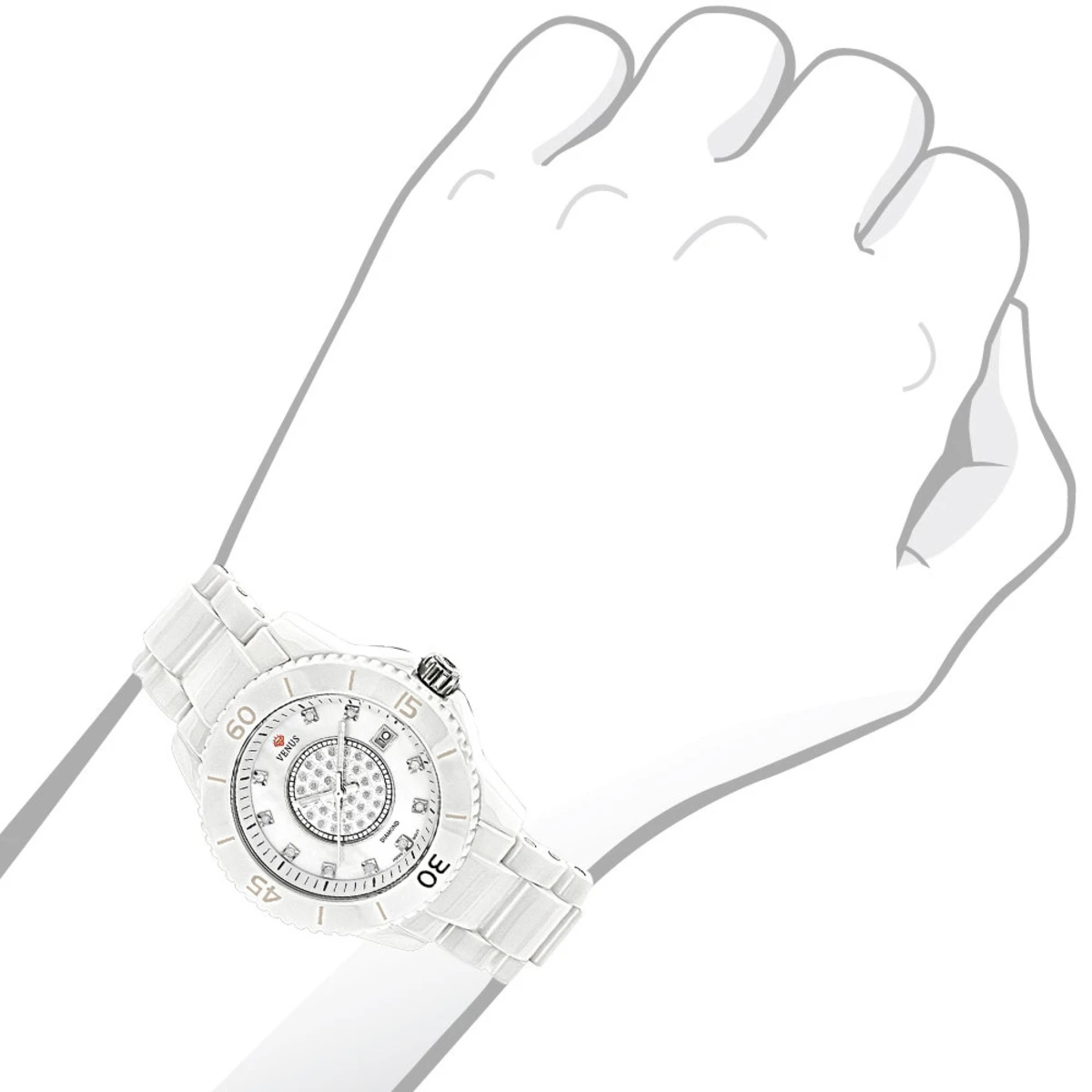Icetime Stainless Steel & White Ceramic Case 0.15ct Ladies Diamonds Watch 5 Icetime Stainless Steel & White Ceramic Case 0.15ct Ladies Diamonds Watch - Image 3