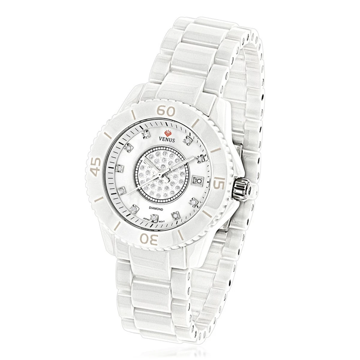 Icetime Stainless Steel & White Ceramic Case 0.15ct Ladies Diamonds Watch 3 Icetime Stainless Steel & White Ceramic Case 0.15ct Ladies Diamonds Watch