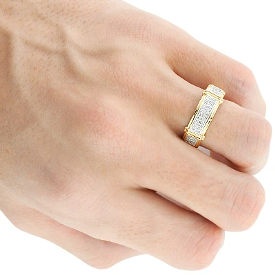Inexpensive Men's Diamond Wedding Band 0.18ct 10K Yellow Gold 5 Inexpensive Men's Diamond Wedding Band 0.18ct 10K Yellow Gold - Image 3