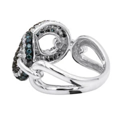 Unique Ladies White Blue Black Diamonds Infinity Sign Cocktail 14K White Gold 13 Unique Ladies White Blue Black Diamonds Infinity Sign Cocktail 14K White Gold -Its Hot Jewelry Shop infinity sign white black blue diamond cocktail ring for women in 14k gold 100481 back white