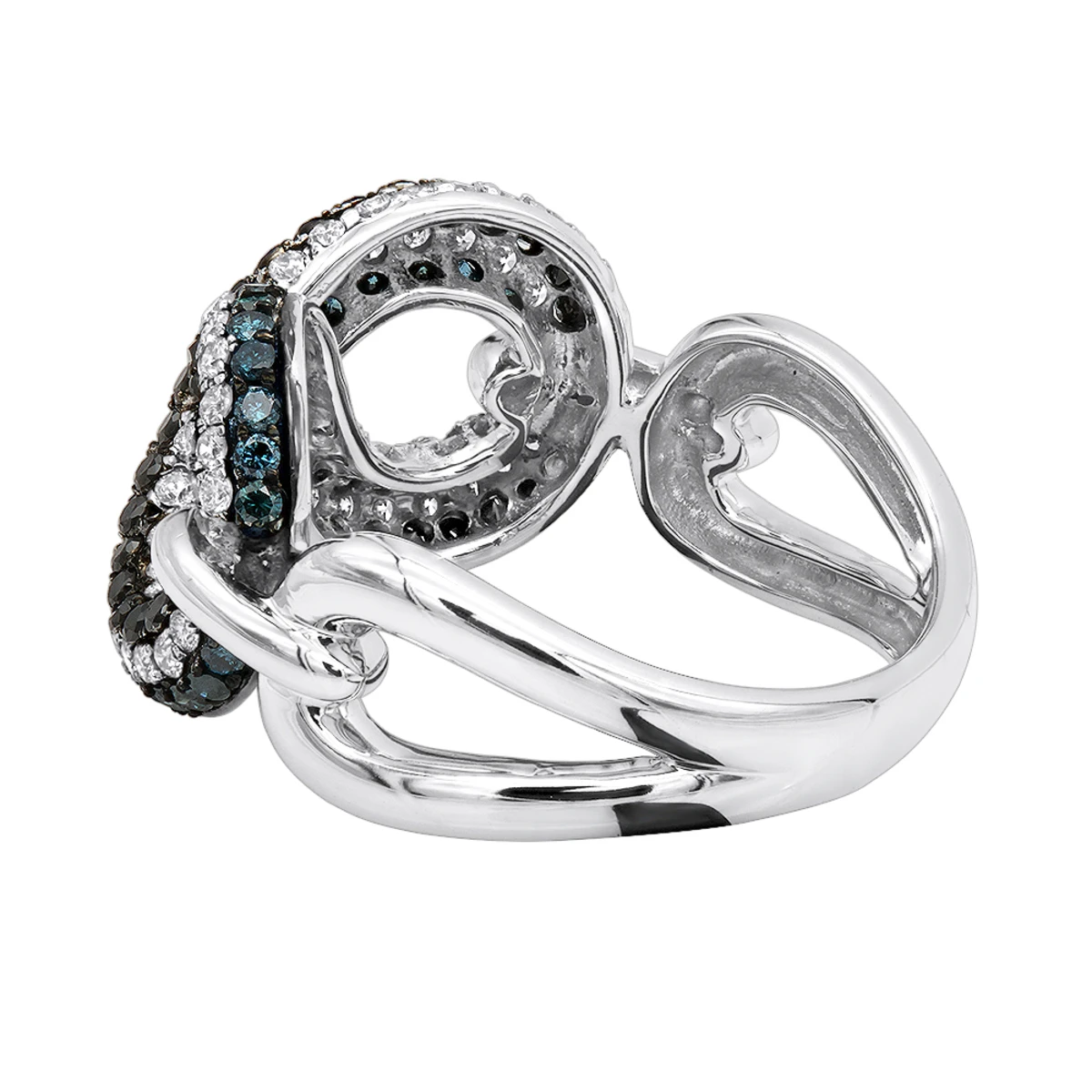 Unique Ladies White Blue Black Diamonds Infinity Sign Cocktail 14K White Gold 6 Unique Ladies White Blue Black Diamonds Infinity Sign Cocktail 14K White Gold - Image 4