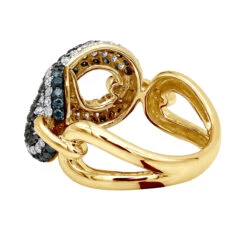 Unique Ladies White Blue Black Diamonds Infinity Sign Cocktail 14K White Gold 14 Unique Ladies White Blue Black Diamonds Infinity Sign Cocktail 14K White Gold -Its Hot Jewelry Shop infinity sign white black blue diamond cocktail ring for women in 14k gold 100481 back yellow