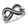 Unique Ladies White Blue Black Diamonds Infinity Sign Cocktail 14K White Gold