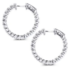 1 Inch Inside Out Classic Diamond Hoop Earrings 2.75ct 14K White Gold G-H VS-SI -Its Hot Jewelry Shop inside out classic diamond hoop earrings 315ct 14k gold backwh