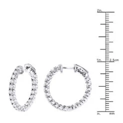 1 Inch Inside Out Classic Diamond Hoop Earrings 2.75ct 14K White Gold G-H VS-SI -Its Hot Jewelry Shop inside out classic diamond hoop earrings 315ct 14k gold rulerwh