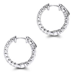 Inside Out Diamond Hoop Earrings Small 14K White Gold 1.5ct By Luxurman -Its Hot Jewelry Shop inside out diamond hoop earrings small in 14k gold 15ct by luxurman backwh