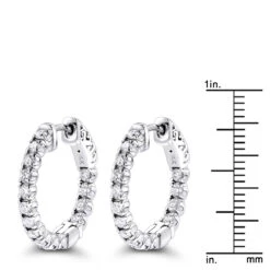 Inside Out Diamond Hoop Earrings Small 14K White Gold 1.5ct By Luxurman -Its Hot Jewelry Shop inside out diamond hoop earrings small in 14k gold 15ct by luxurman rulerwh
