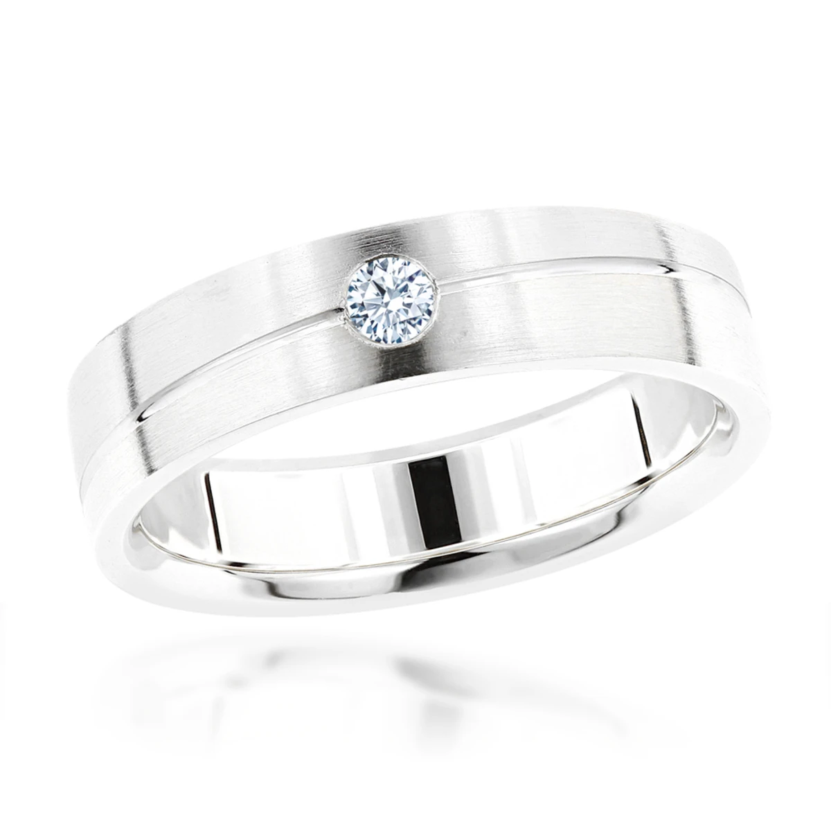 Inverse Men's Diamond Wedding Band 14K Yellow Gold 0.06ct 4 Inverse Men's Diamond Wedding Band 14K Yellow Gold 0.06ct - Image 2