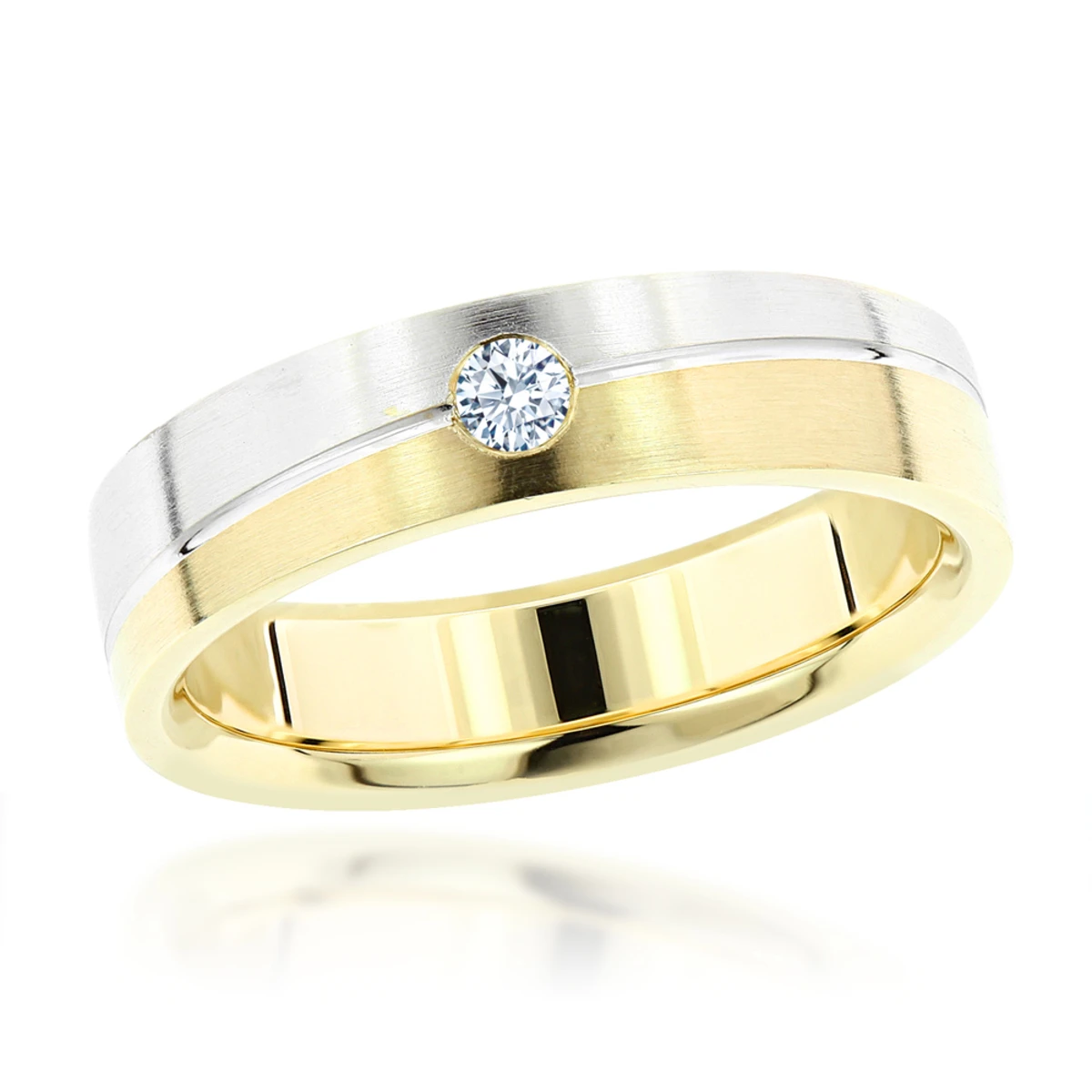 Inverse Men's Diamond Wedding Band 14K Yellow Gold 0.06ct 3 Inverse Men's Diamond Wedding Band 14K Yellow Gold 0.06ct