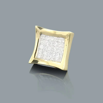 Invisible Set Princess Cut Diamond Earring 0.63ct 14K Yellow Gold 3 Invisible Set Princess Cut Diamond Earring 0.63ct 14K Yellow Gold