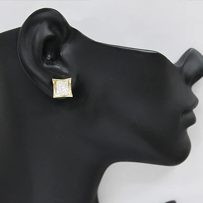 Invisible Set Princess Cut Diamond Earring 0.63ct 14K Yellow Gold 5 Invisible Set Princess Cut Diamond Earring 0.63ct 14K Yellow Gold - Image 3