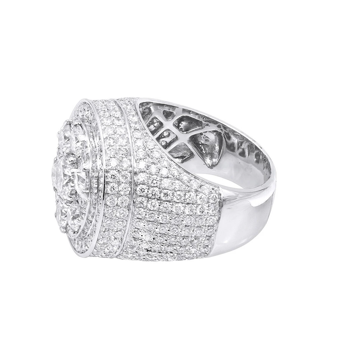 14K White Gold Joe Rodeo Designer Men's Round Diamond 8.19Ct Pinky Ring 6 14K White Gold Joe Rodeo Designer Men's Round Diamond 8.19Ct Pinky Ring - Image 4