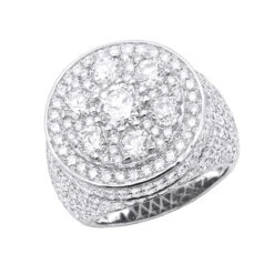 14K White Gold Joe Rodeo Designer Men's Round Diamond 8.19Ct Pinky Ring