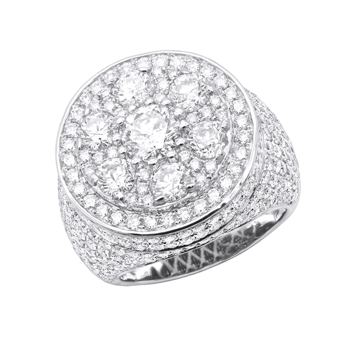 14K White Gold Joe Rodeo Designer Men's Round Diamond 8.19Ct Pinky Ring 3 14K White Gold Joe Rodeo Designer Men's Round Diamond 8.19Ct Pinky Ring