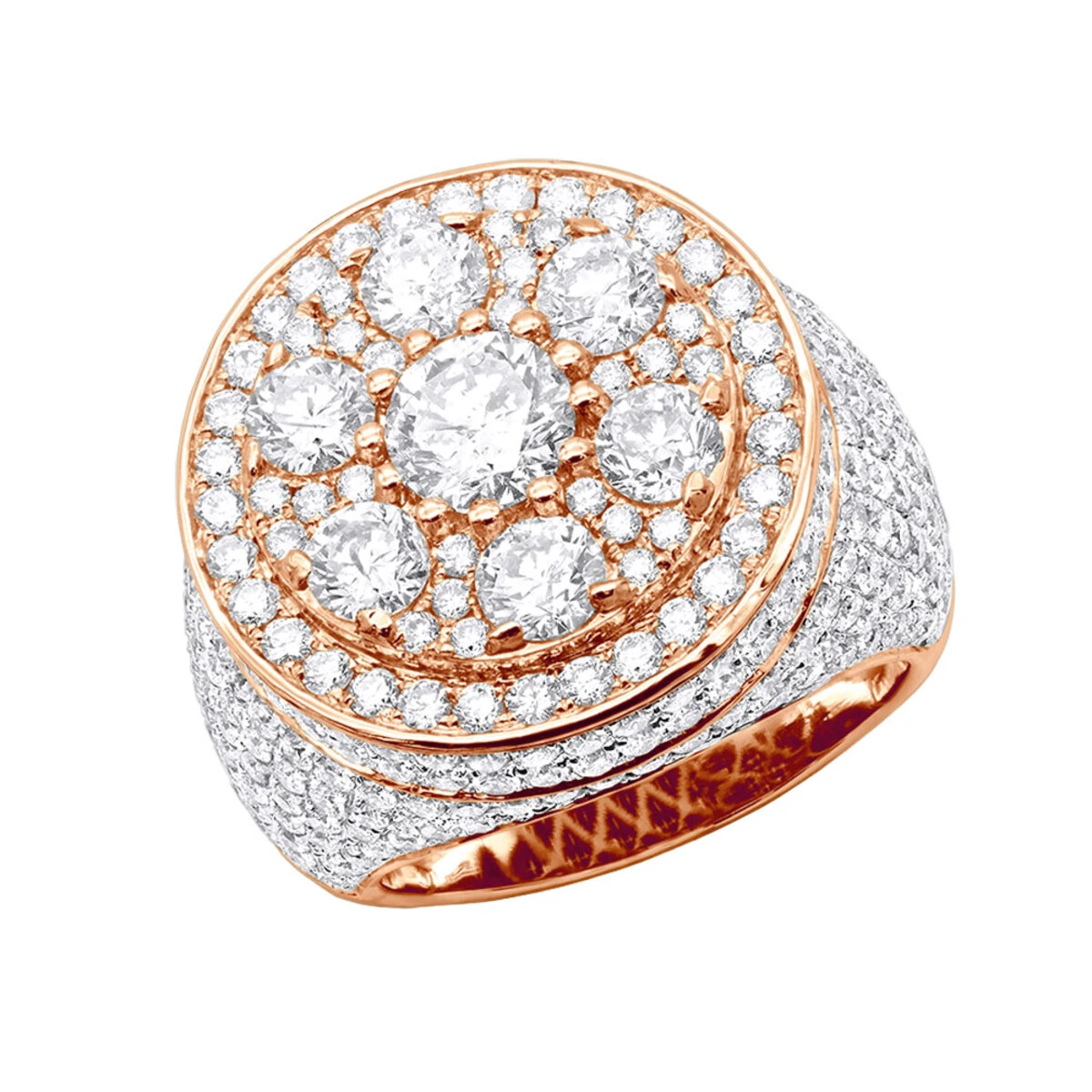 14K White Gold Joe Rodeo Designer Men's Round Diamond 8.19Ct Pinky Ring 5 14K White Gold Joe Rodeo Designer Men's Round Diamond 8.19Ct Pinky Ring - Image 3