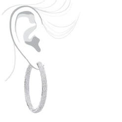 14K White Gold Large Diamond Hoop Earrings 3.5ct Inside Out Pave Setting 16 14K White Gold Large Diamond Hoop Earrings 3.5ct Inside Out Pave Setting -Its Hot Jewelry Shop jewelry 14k gold large diamond hoop earrings 35ct inside out pave setting bodwh