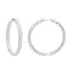 14K White Gold Large Diamond Hoop Earrings 3.5ct Inside Out Pave Setting