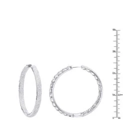 14K White Gold Large Diamond Hoop Earrings 3.5ct Inside Out Pave Setting 17 14K White Gold Large Diamond Hoop Earrings 3.5ct Inside Out Pave Setting -Its Hot Jewelry Shop jewelry 14k gold large diamond hoop earrings 35ct inside out pave setting rulerwh