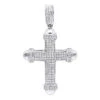 14K White Gold Real Diamond Cross Pendant For Men & Women 0.35ct Bottony Trefly -Its Hot Jewelry Shop jewelry 14k gold real diamond cross pendant for men women 035ct bottony trefly mainwh