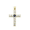 14K Yellow Gold Sapphire And Diamond Ladies Cross Pendant 1.32ct By Luxurman -Its Hot Jewelry Shop jewelry 14k gold sapphire and diamond ladies cross pendant 132ct by luxurman 001236 mainye