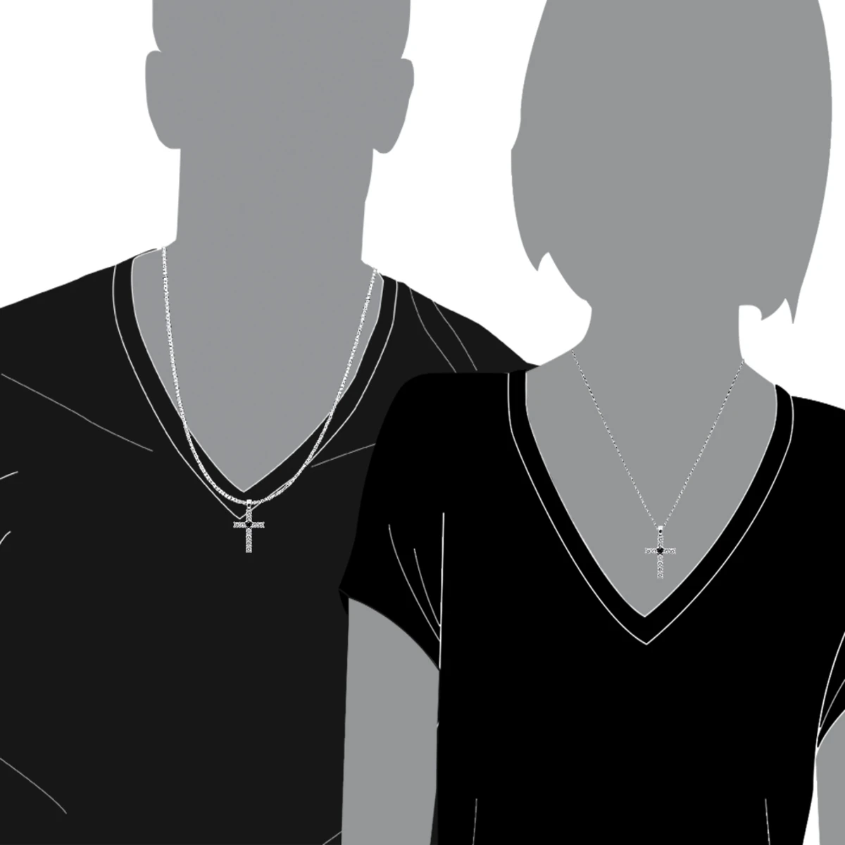 14K White Gold White And Black Diamond Cross Pendant For Men & Women 1.33ct 9 14K White Gold White And Black Diamond Cross Pendant For Men & Women 1.33ct - Image 7