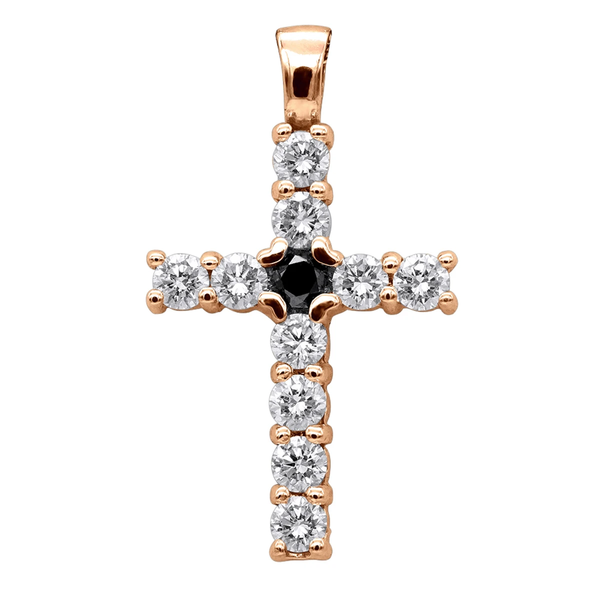 14K White Gold White And Black Diamond Cross Pendant For Men & Women 1.33ct 5 14K White Gold White And Black Diamond Cross Pendant For Men & Women 1.33ct - Image 3