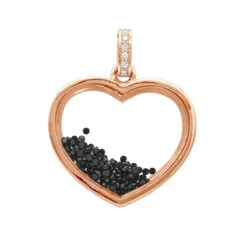 14K Yellow Gold White Black Diamonds Ladies Diamond Heart Shaker Pendant 8ct Moving Stones -Its Hot Jewelry Shop jewelry 14k gold white black diamonds ladies diamond heart shaker pendant 8ct moving stones 000988 backro