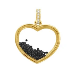 14K Yellow Gold White Black Diamonds Ladies Diamond Heart Shaker Pendant 8ct Moving Stones -Its Hot Jewelry Shop jewelry 14k gold white black diamonds ladies diamond heart shaker pendant 8ct moving stones 000988 backye