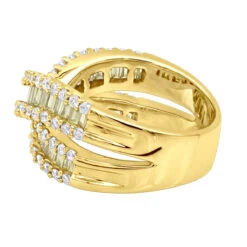 14K White Gold White Yellow Diamond Statement Criss Cross Ring For Women 2 Carats -Its Hot Jewelry Shop jewelry 14k gold white yellow diamond statement criss cross ring for women 2 carats backye