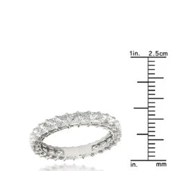 18K White Gold Princess Cut Diamond Eternity Band For Women 2 Carat Anniversary Ring -Its Hot Jewelry Shop jewelry 18k gold princess cut diamond eternity band for women 2 carat anniversary ring rulerwh