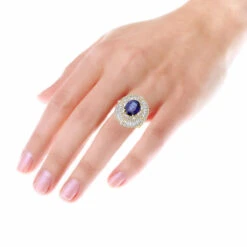 18K White Gold Unique Blue Sapphire And Diamonds Cocktail Ring For Women 7.87Ct -Its Hot Jewelry Shop jewelry 18k gold unique blue sapphire and diamonds cocktail ring for women 787ct bodye