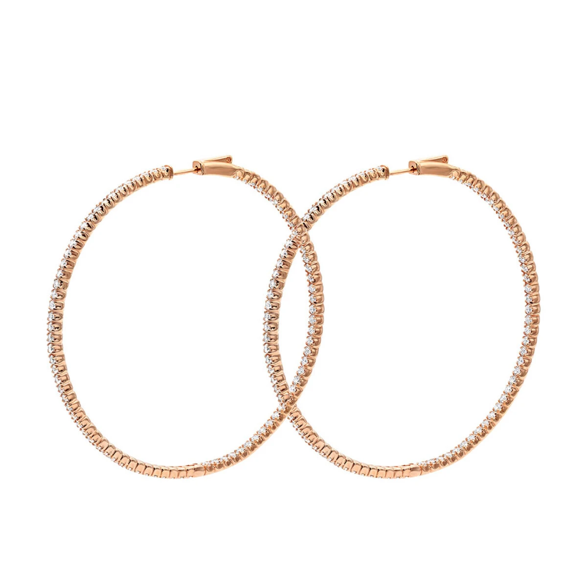 2.5 Inch Inside Out Diamond Hoop Earrings For Women 5 Carat VS Diamonds 14K Yellow Gold 8 2.5 Inch Inside Out Diamond Hoop Earrings For Women 5 Carat VS Diamonds 14K Yellow Gold - Image 6