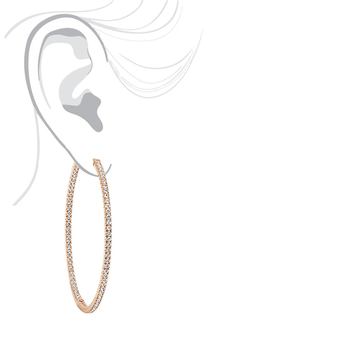 2.5 Inch Inside Out Diamond Hoop Earrings For Women 5 Carat VS Diamonds 14K Yellow Gold 11 2.5 Inch Inside Out Diamond Hoop Earrings For Women 5 Carat VS Diamonds 14K Yellow Gold - Image 9