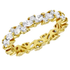 Anniversary Ring 18K Yellow Gold Round & Marquise Diamond Eternity Band 2.25Ct