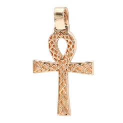 Egyptian Ankh Cross Diamond Pendant For Men 14K Yellow Gold G VS -Its Hot Jewelry Shop jewelry antique style egyptian ankh cross diamond pendant for men in 14k gold g vs backro