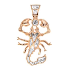 Egyptian Scorpion Diamond Pendant For Men 10K Yellow Gold By LUXURMAN -Its Hot Jewelry Shop jewelry antique style egyptian scorpion diamond pendant for men 10k gold by luxurman backro