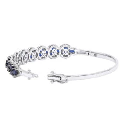Blue Sapphire And Diamond Bangle Bracelet For Women 14K White Gold 9.5CT LUXURMAN -Its Hot Jewelry Shop jewelry blue sapphire and diamond bangle bracelet for women 14k gold 95ct luxurman backwh
