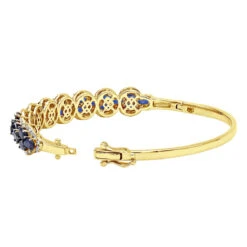 Blue Sapphire And Diamond Bangle Bracelet For Women 14K White Gold 9.5CT LUXURMAN -Its Hot Jewelry Shop jewelry blue sapphire and diamond bangle bracelet for women 14k gold 95ct luxurman backye