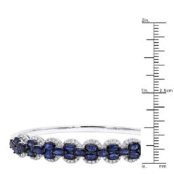 Blue Sapphire And Diamond Bangle Bracelet For Women 14K White Gold 9.5CT LUXURMAN -Its Hot Jewelry Shop jewelry blue sapphire and diamond bangle bracelet for women 14k gold 95ct luxurman rulerwh