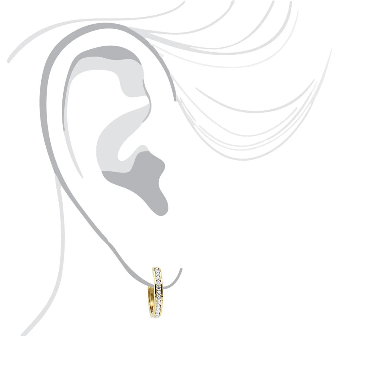 Classy Small 1/2 Inch Diamond Hoop Earrings 14K Yellow Gold Huggies Round Diamonds 9 Classy Small 1/2 Inch Diamond Hoop Earrings 14K Yellow Gold Huggies Round Diamonds - Image 7