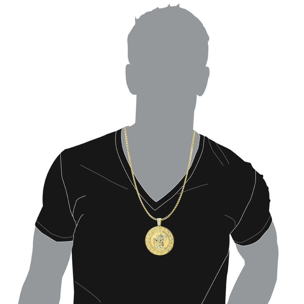 Custom Aztec Sun Stone Calendar Coin Diamond Pendant 18K Yellow Gold For Men 7 Custom Aztec Sun Stone Calendar Coin Diamond Pendant 18K Yellow Gold For Men - Image 5