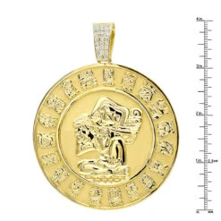Custom Aztec Sun Stone Calendar Coin Diamond Pendant 18K Yellow Gold For Men 13 Custom Aztec Sun Stone Calendar Coin Diamond Pendant 18K Yellow Gold For Men -Its Hot Jewelry Shop jewelry custom aztec sun stone calendar coin diamond pendant in 18k gold for men rulerye