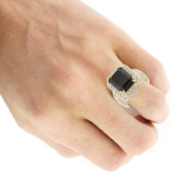 Custom Made 14K Yellow Gold Diamond Ring With Black Onyx For Men And Women 4.65ct -Its Hot Jewelry Shop jewelry custom made 14k gold diamond ring with black onyx for men and women 465ct bodye